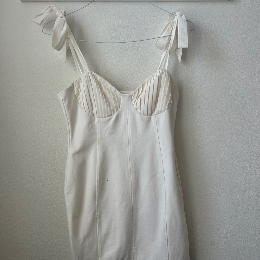 White Mini Dress with Bow Straps